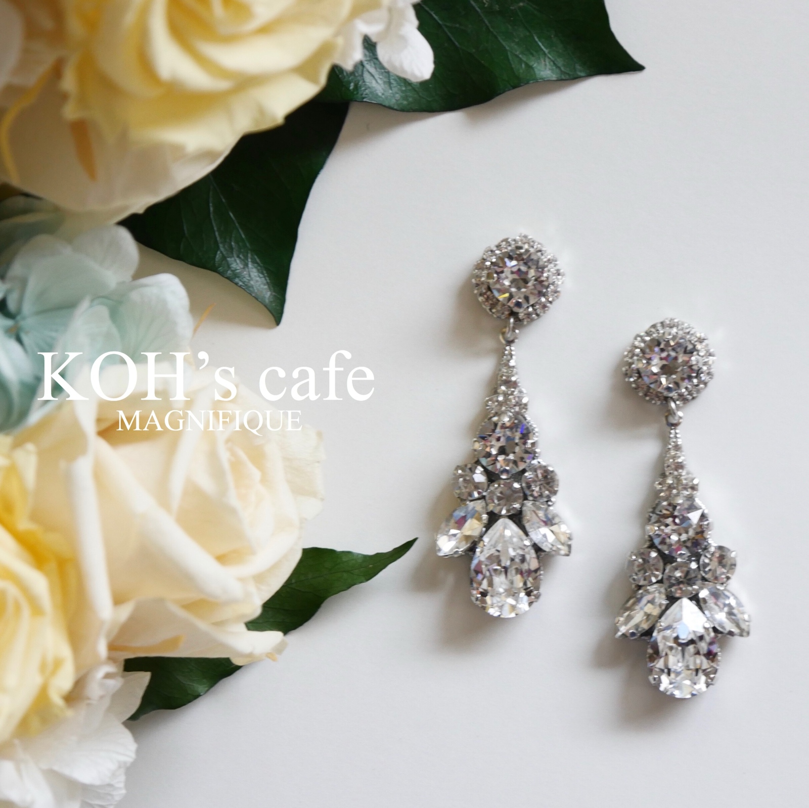 オールスワロフスキーの花嫁すぎるブライダルピアス&ネックレスセット