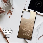 【iPhoneケース】スクエア型・耐衝撃スマホケース ✳︎ 茶（グラデーションブラウン）・マンダラアート柄