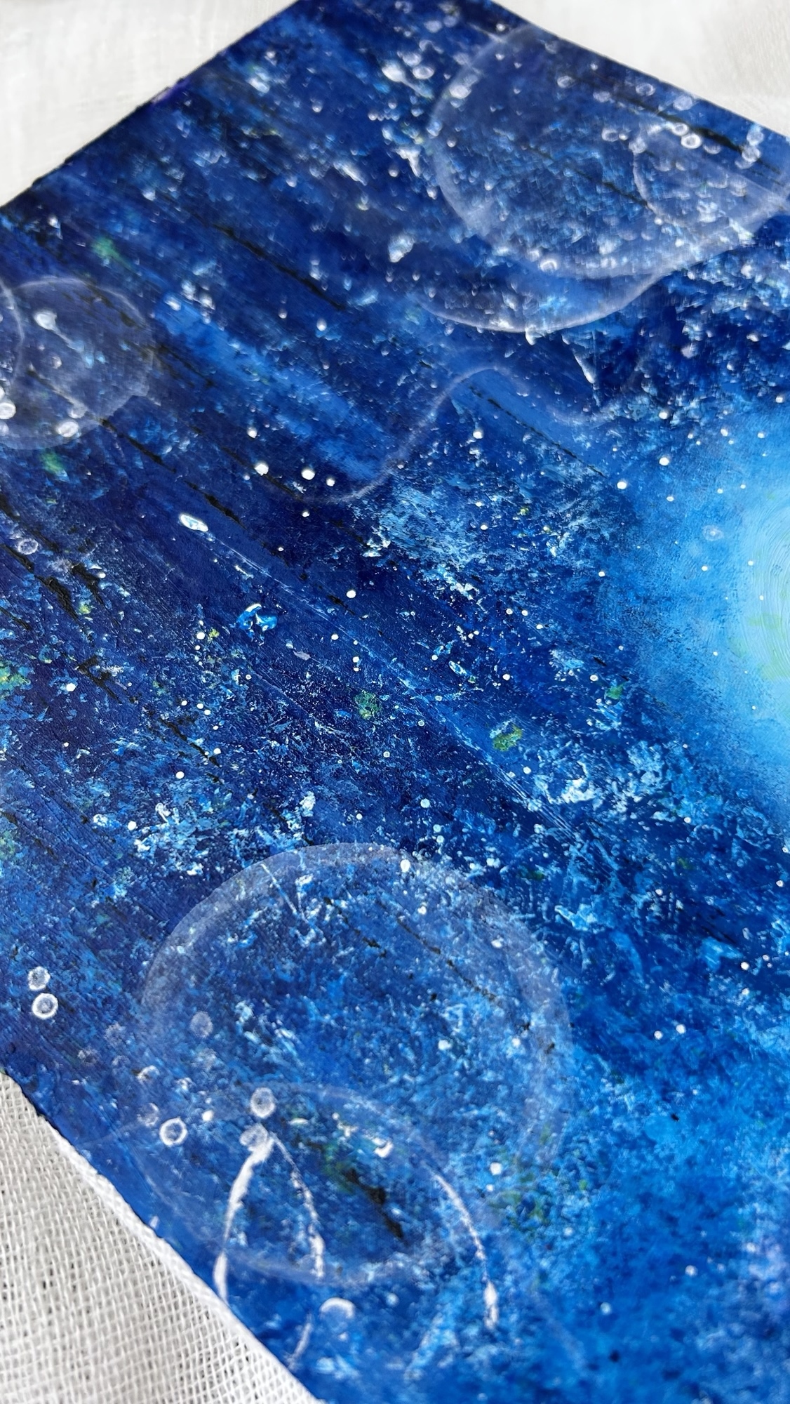 静寂の蒼」 原画 ヒーリングアート アクリル画 絵画 アート インテリア