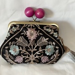 インド刺繍　木玉親子がま口ミニ財布　