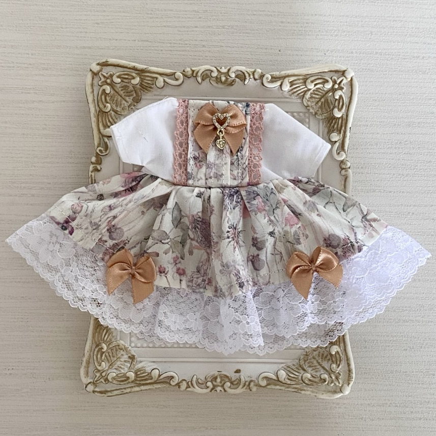 1126.リーナベルコスチューム♡Sサイズ用♡水色白お花のホワイト