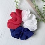 ブルー＆レッド＆ホワイトのトリコロールシフォンシュシュ✿万博カラー❤️💙直径約１２センチ　