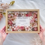 ゲストと作る＊お花の結婚証明書（ピンク）　アーティフィシャルフラワー　結婚証明書　結婚誓約書　ウェディング　セレモニー　ゲスト参加型