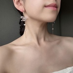 フラワー ゴールド クリア 透明 ピアス ブライダル ウエディング 結婚式 花嫁 花 デート 夏