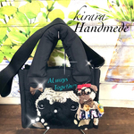 可愛いパグ刺繍　2way トートバッグ