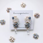 雨の日の紫陽花　青　イヤリング　ピアス　ブライダルアクセサリー　ウェディング　紫陽花　梅雨　ブルー　青