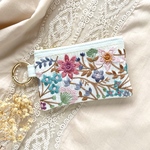 【再販4】インド刺繍　ミニポーチ　ポーチ　カラビナ　フェイクレザー　小銭入れ　コインケース　小物入れ　プチギフト　プレゼント　バッグチャーム　花柄　母の日