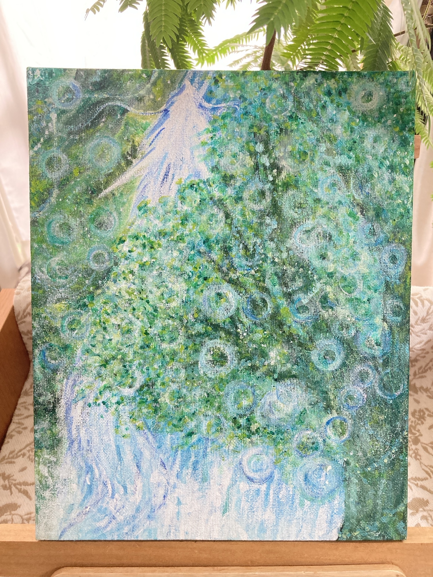 龍神様　白龍　瀧　龍木　原画F3 アクリル画
