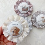 【うちの子キーホルダー チュール付】うちの子グッズ お出かけグッズ うちの子チャーム うちの子ロゼット 写真入り 名入れアイテム 犬 猫 ペット ペットアイテム うちの子　ロゼット　ペット撮影