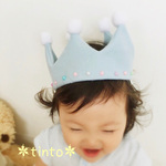 動いても大丈夫♡ビーズ色変更可＊ずり落ちないベビークラウン＊ブルー