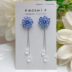 【受注販売】花畑ピアス（紫陽花・青と紫グラデーション）