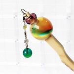 琥珀ふう①！とんぼ玉木製かんざし