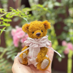 テディベア＊カールモヘア14cm(ロンパース・ピンク)