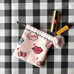 リップ刺繍 チュール ミニ巾着ポーチ