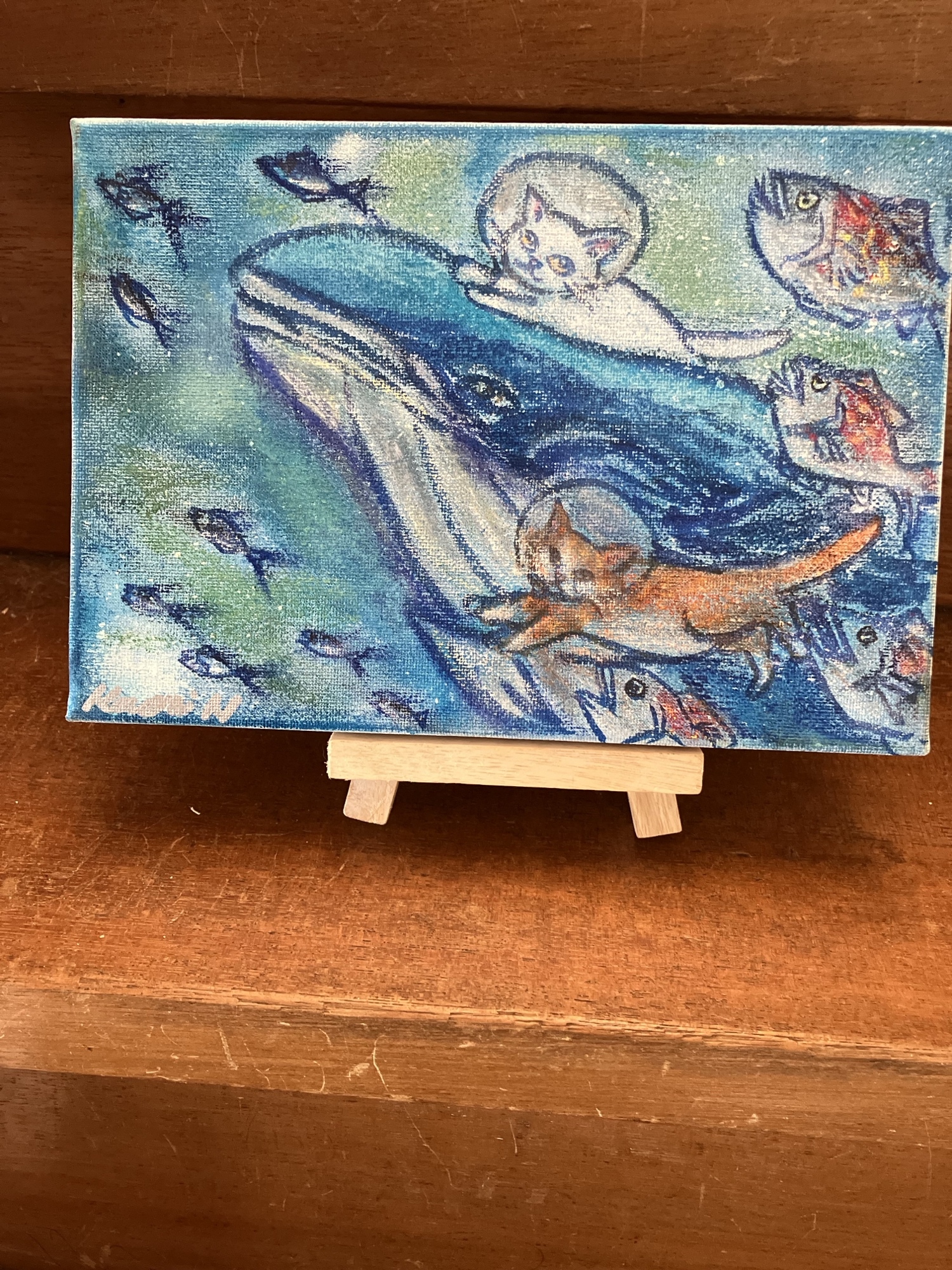 海の中で　猫　イラスト　絵 6,750円