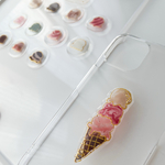 11種類♡えらべるフレーバー 　アイスクリームのiPhoneケース　クリア　透明　大人かわいい　おしゃれ　ゴールド　キラキラ　ラメ　線画　ハード　金箔　ガラス風　イチゴ　バニラ　チョコ　カフェラテ