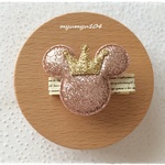 クラウンマウスのヘアクリップ☆グリッターラメ（赤）