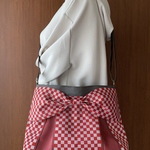 【受注生産】倉敷畳縁シンプルリボンショルダー(市松レッド)