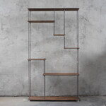 【現品限りSALE】wood iron shelf 1540*850*225　アイアン 棚 ラック シェルフ 鉄 木 収納棚 ウォールシェルフ オープンラック 両面棚 段違い棚 デイスプレイ