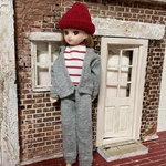 L2322 リカちゃん ハンドメイド  服　スウェット　ジャージ　ニット帽　グレー