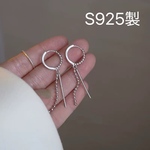 S925 シルバー　スティックとボールチェーン　フープピアス　リングピアス　 ニッケルフリー 　金属アレルギー　 揺れる
