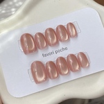 うるうる 透明感 コーラル / オレンジピンク ネイルチップ マグネットネイル シンプルワンカラー 02 ベリーショートオーバルスクエア つやつや
