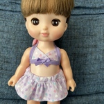 メルちゃん　ソランちゃん　水着セット　紫色ハート柄