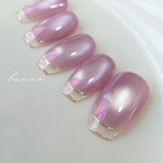 ＊clear french×pink purple＊　クリアフレンチ　ピンク　ピンクパープル　涼しげ　大人ネイル　上品ネイル　マグネットネイル　キレイめ