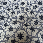 c2058 花柄　ボタニカルフラワー上質 刺繍生地 総レース生地　レトロ生地 フランス製ネイビーホワイト