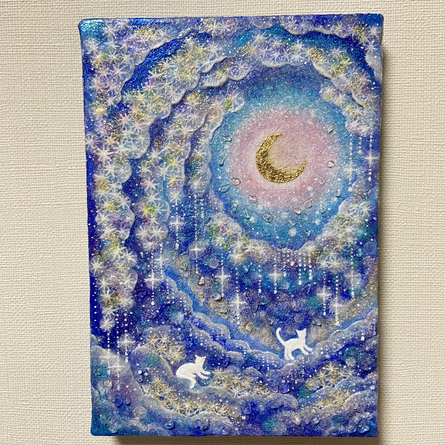 「穏やかな夜」絵画　ハンドメイド 受注制作】寂しい夜 絵画 kuro 通販 8906578｜Creema(クリーマ)