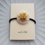 刺繍ヘアゴム🌷　no.1795　くるみボタン　💛送料無料💛　