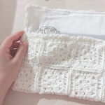 ボタン付けられます かぎ編み ポーチ ケース 布地あり