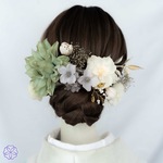 髪飾り ブラックリボン×ネイビーブルーの髪かざり　成人式　卒業式　結婚式　振袖　着物　和装　ヘアアクセサリー　かんざし　留袖　前撮り　髪かざり　ウェディング　フォトウェディング　おしゃれ　水引