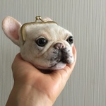 羊毛フェルトのがま口 〜フレンチブルドッグ(白)〜
