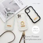 iPhone限定 【 ウェーブケース ネームプレート 名入れ 】 スマホショルダー スマホケース パステルカラー パーツ付 OS49U