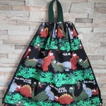 特大巾着袋　48cm×50cm＊恐竜柄（ブラック）【入園入学　男の子】   