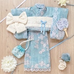 ブライスアウトフィット◇浴衣と小物の3点セット ◾︎水色　Blythe オビツ22 リカちゃん