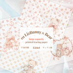 01 LizBunny&Bear / 大容量 A4 ヴェラムデザインペーパー / 3種類 45枚set