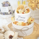 クレイケーキ　飾り付き　ウェルカムスペース　イエロー×ソーラーローズ　イミテーションケーキ　結婚式　パーティー