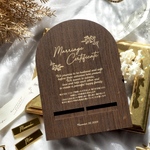 〔色を選べる〕ペンを使わない結婚証明書　ウッド×ゴールド×アーチ