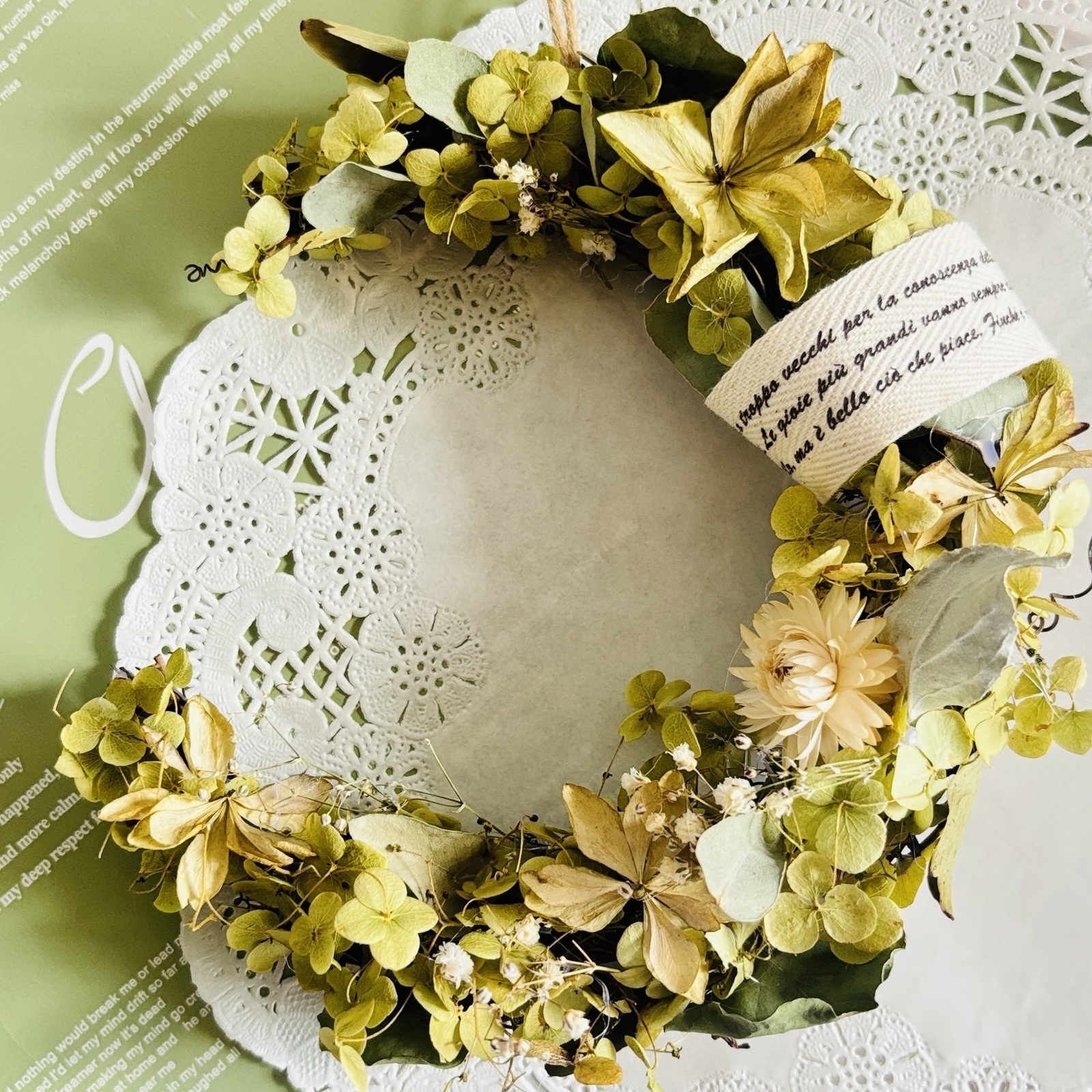 三日月リース アナベル紫陽花