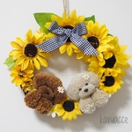 【受注製作】2匹のトイプードルと向日葵のリース🌻(Lサイズ)