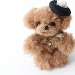幸せを願うぬいぐるみ　お守り　天然石　犬　トイプードル　トイプー　マルプー　チワプー　茶　ブラウン　ギフト　うちの子　記念日　誕生日　ぬい活　通勤　通学　バッグチャーム　