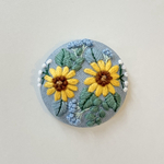 刺繍ブローチ　ひまわり