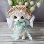 N944「ストローボンネ・ミルクリボン」カプセルドールねこサイズ　帽子
