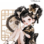 chan.ce オリジナルステッカー　1種3枚入り  黒牡丹の誘惑 J 人物ステッカー　