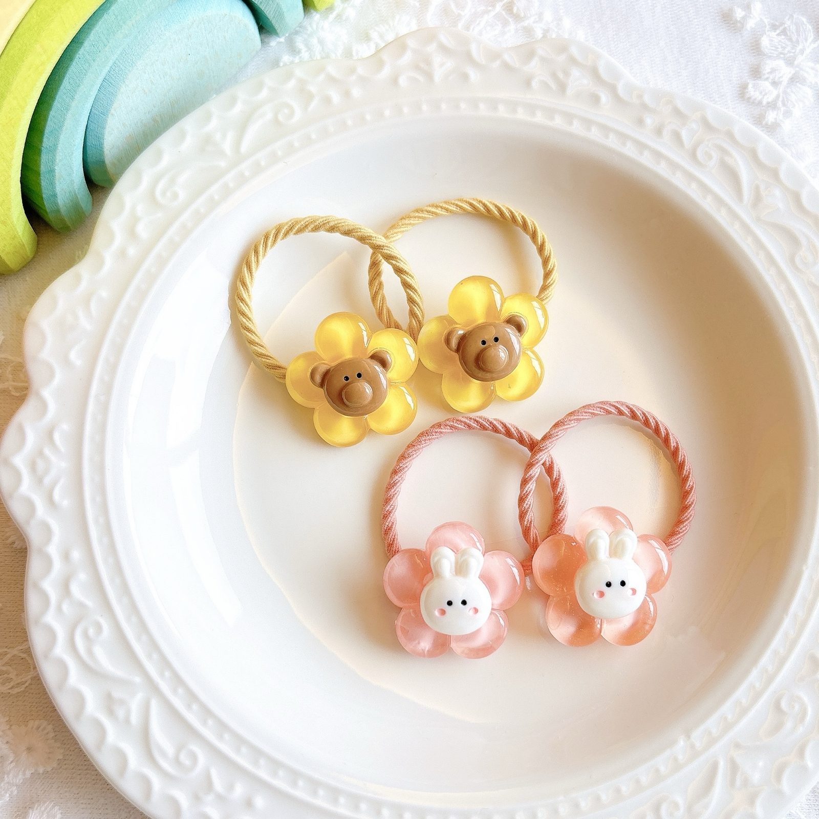 🥨《2個セット》 ピンクひつじヘアゴム / キッズヘアアクセサリー