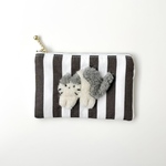 ハチワレ猫（白×グレー）のミニポーチ