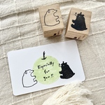 しろくまさんとくろくまくん　ゴム版はんこ