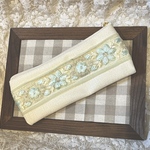 インド刺繍リボン　フェイクレザー　ポーチ　
